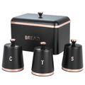 Bread Bin with Tea, Coffee & Sugar Canister Set