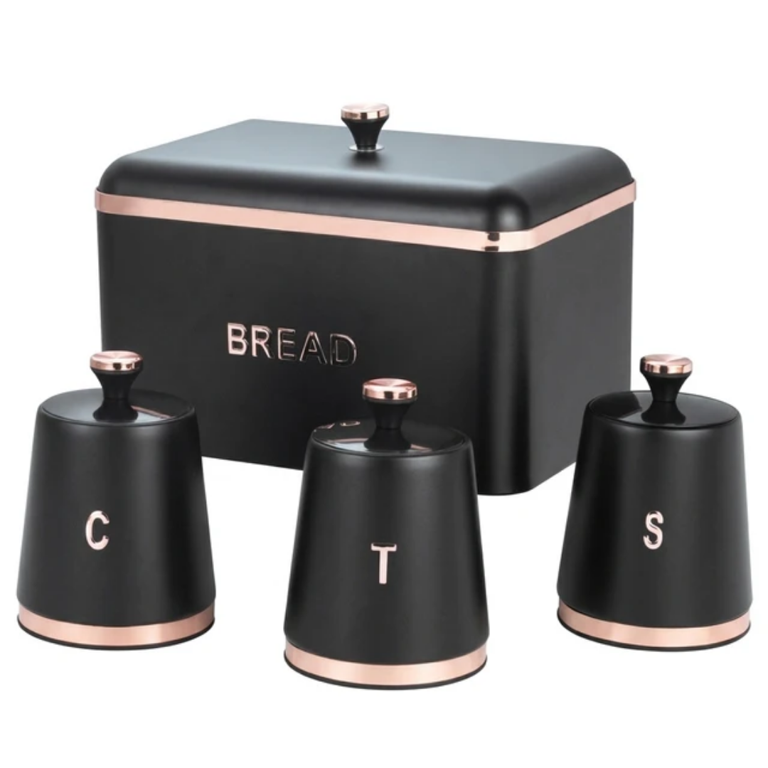 Bread Bin with Tea, Coffee & Sugar Canister Set
