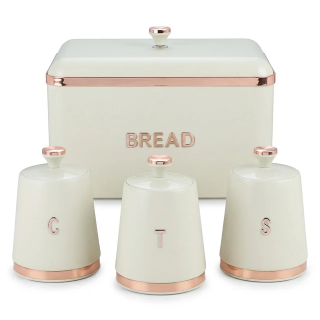 Bread Bin with Tea, Coffee & Sugar Canister Set