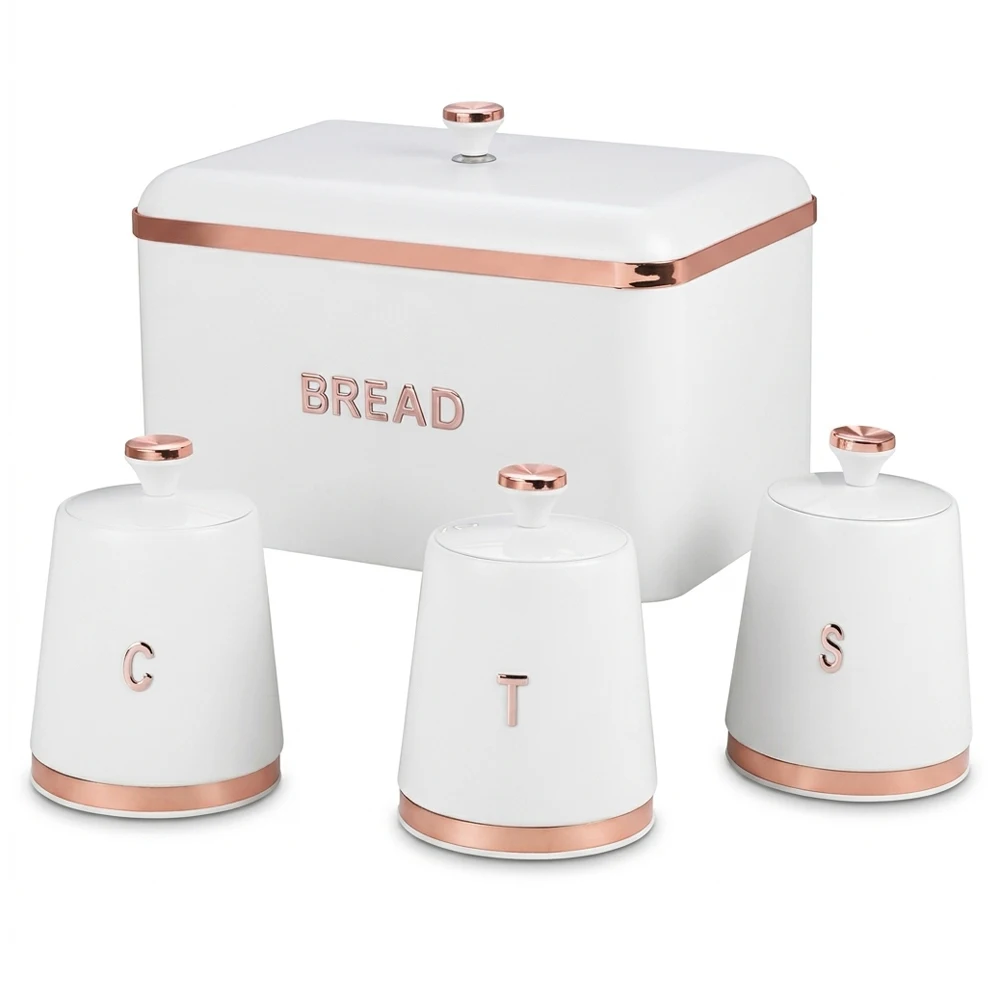 Bread Bin with Tea, Coffee & Sugar Canister Set