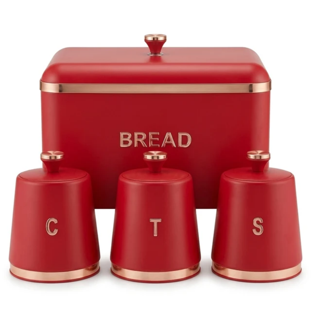 Bread Bin with Tea, Coffee & Sugar Canister Set