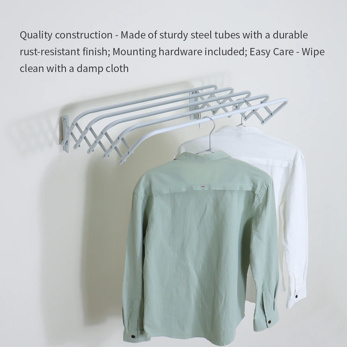 Wall-Mounted Clothes Drying Rack, Foldable Steel Tubes
