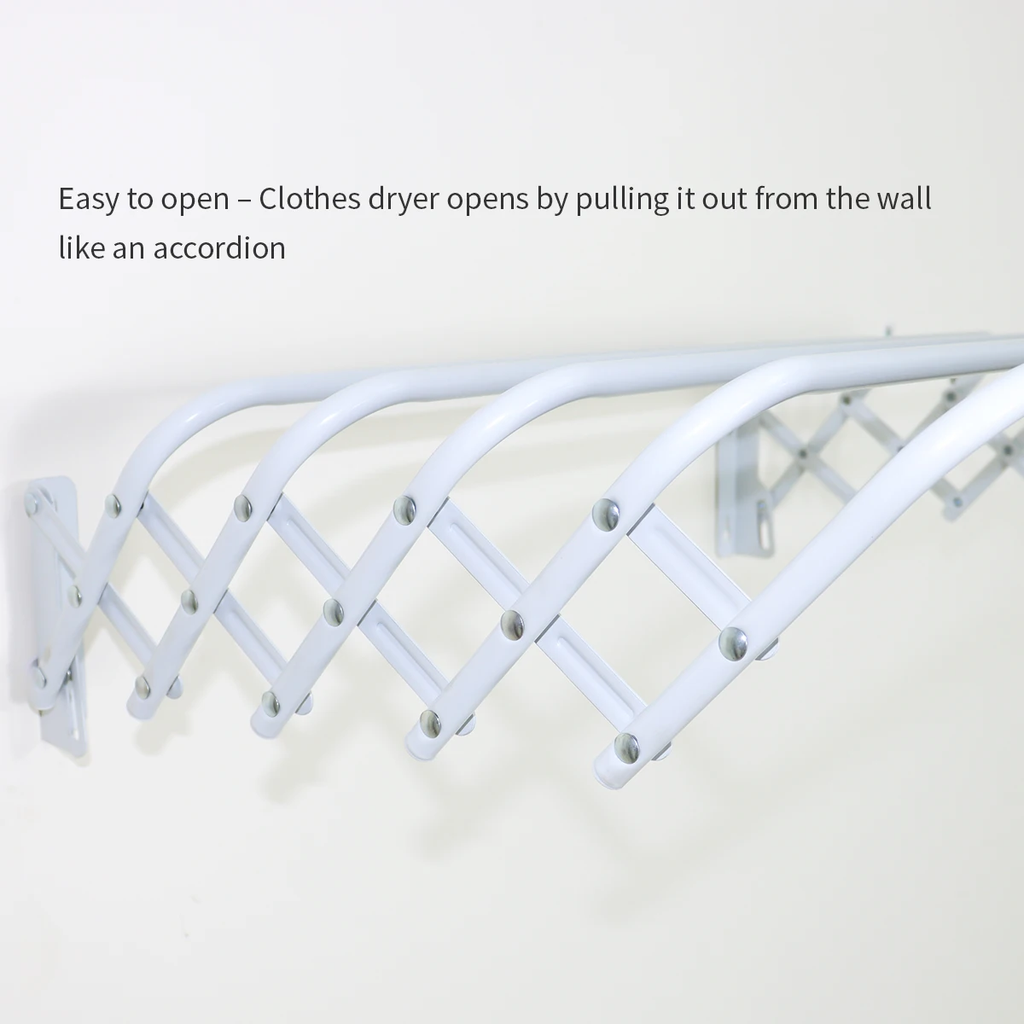 Wall-Mounted Clothes Drying Rack, Foldable Steel Tubes
