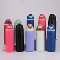 Stainless Steel Metal Water Bottle Cup With Flip Lid & Handle