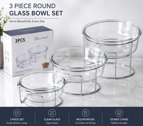 3 Piece Glass Bowl Set