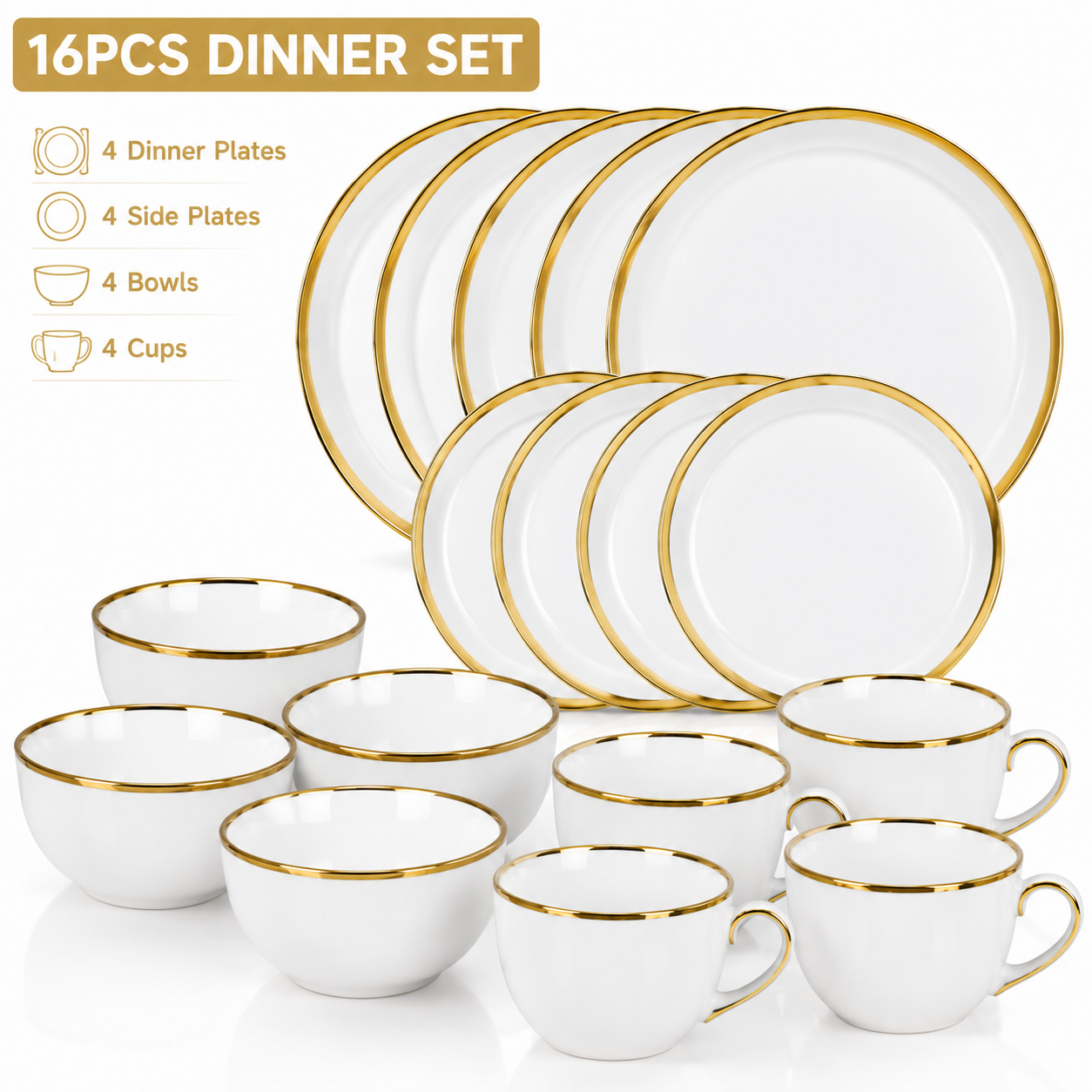 16pcs Dinner set- Gold