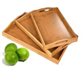 3 Piece Sturdy Rectangle Wooden Tray Set