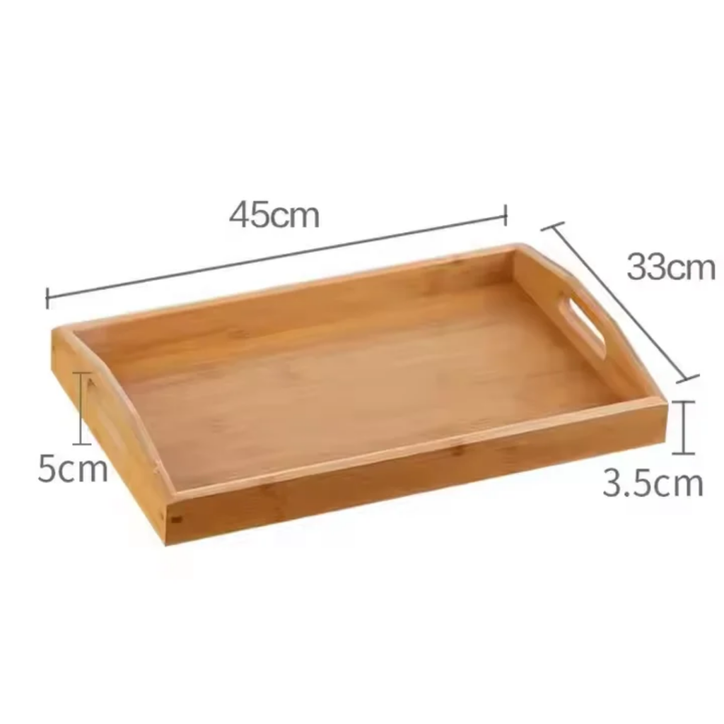 3 Piece Sturdy Rectangle Wooden Tray Set