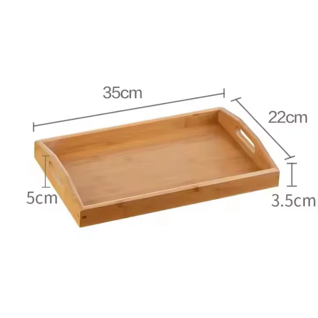 3 Piece Sturdy Rectangle Wooden Tray Set