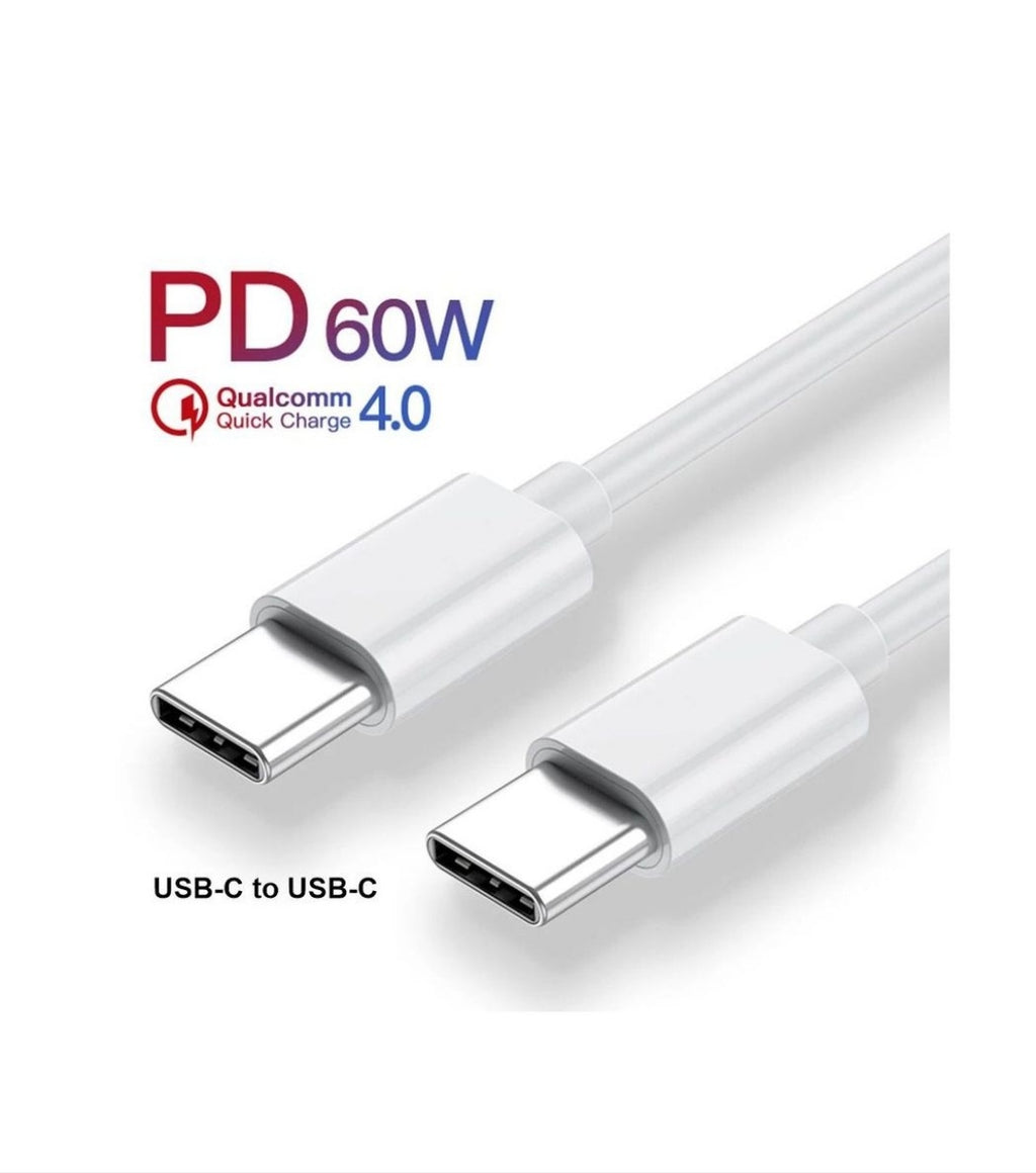 White 2m Ultra Fast Charging Durable Type-C To Type-C Charging Cable