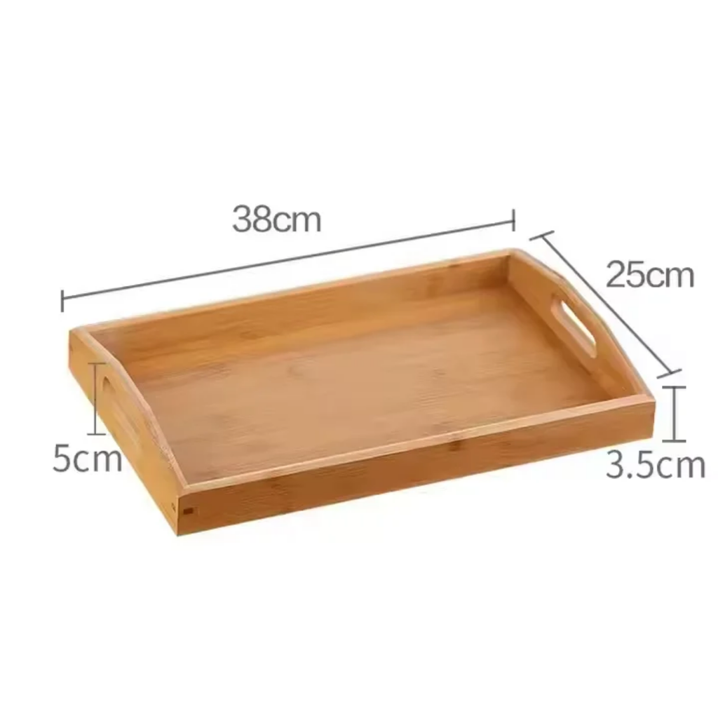 3 Piece Sturdy Rectangle Wooden Tray Set
