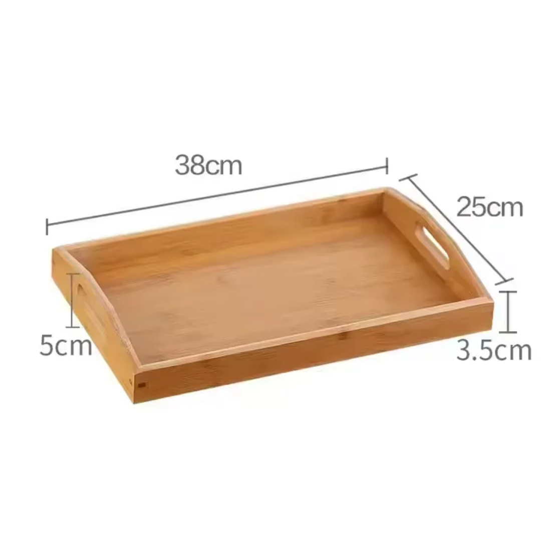 3 Piece Sturdy Rectangle Wooden Tray Set