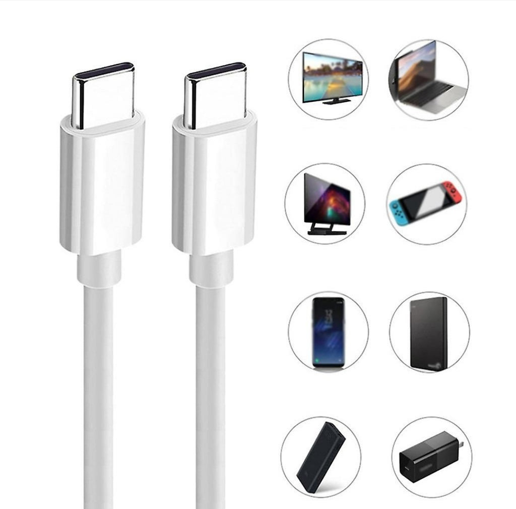 White 2m Ultra Fast Charging Durable Type-C To Type-C Charging Cable