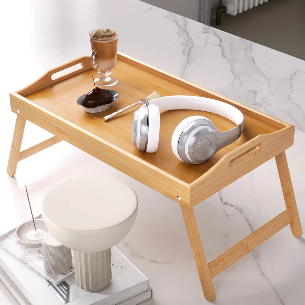 Bamboo Bed Tray With Foldable Legs - Brown